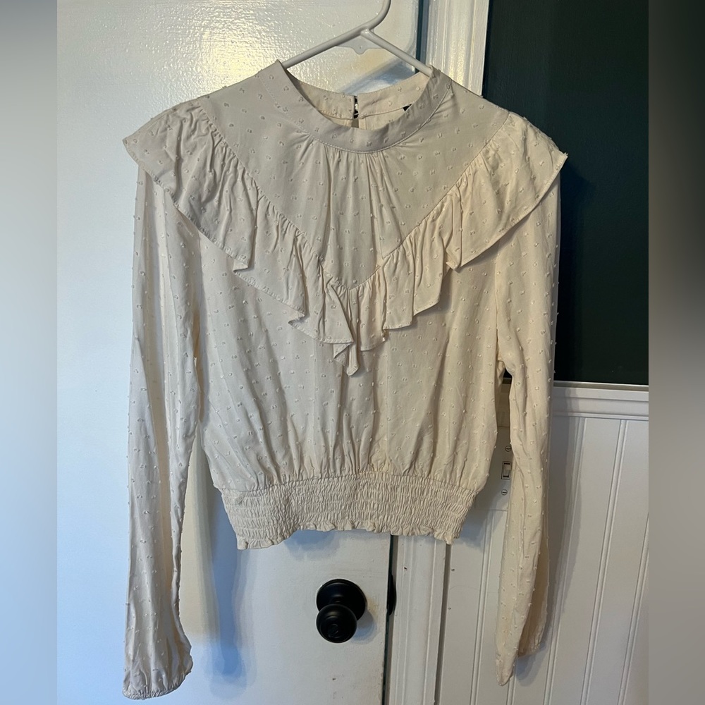 Women's cream blouse with detail. Size small